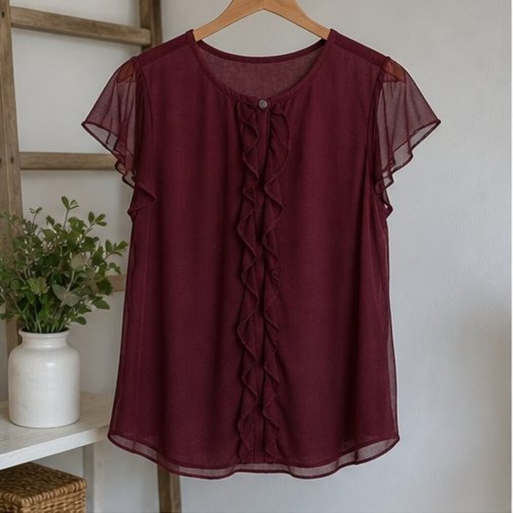Burgundy Smocked Top